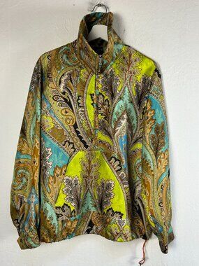 Bogner Womens Lightweight Paisley Print Half-Zip Jacket Large Multicolor Pockets